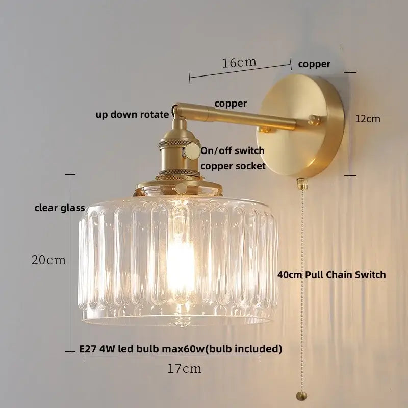 Amber Glass Rotating-Socket Wall Sconce