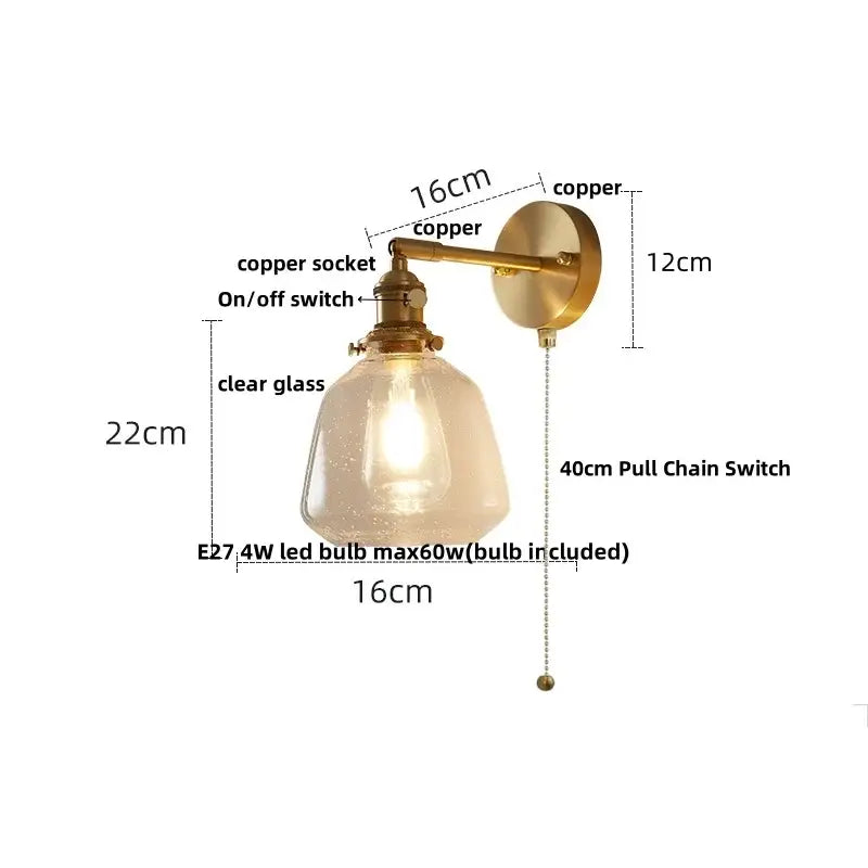 Amber Glass Rotating-Socket Wall Sconce