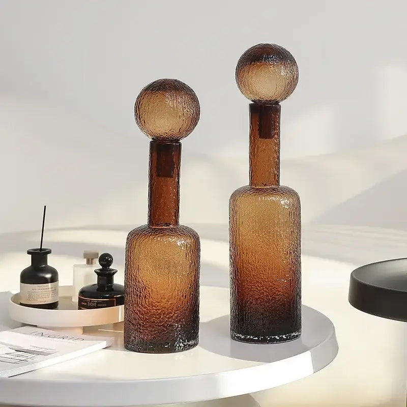 Amber Textured Glass Vases