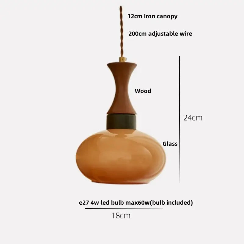 Amber Wood Glass Pendant