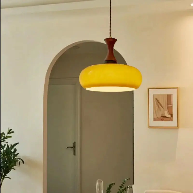 Amber Wood Glass Pendant