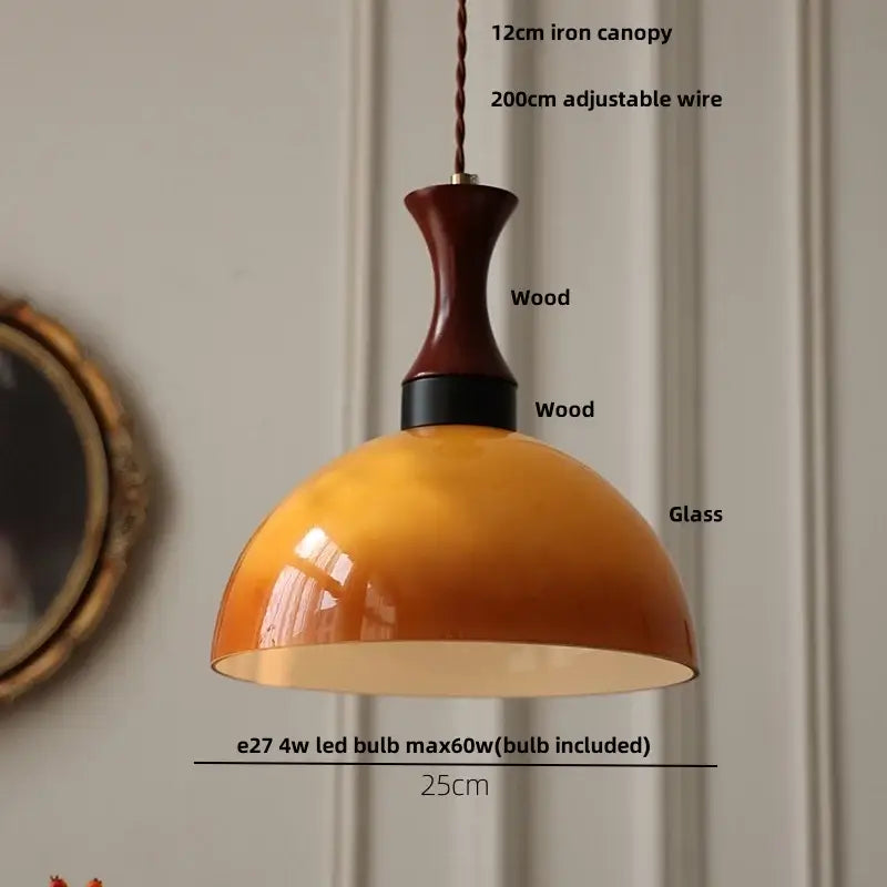 Amber Wood Glass Pendant