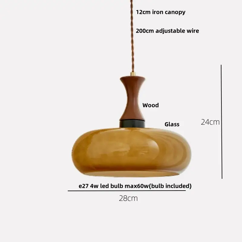 Amber Wood Glass Pendant