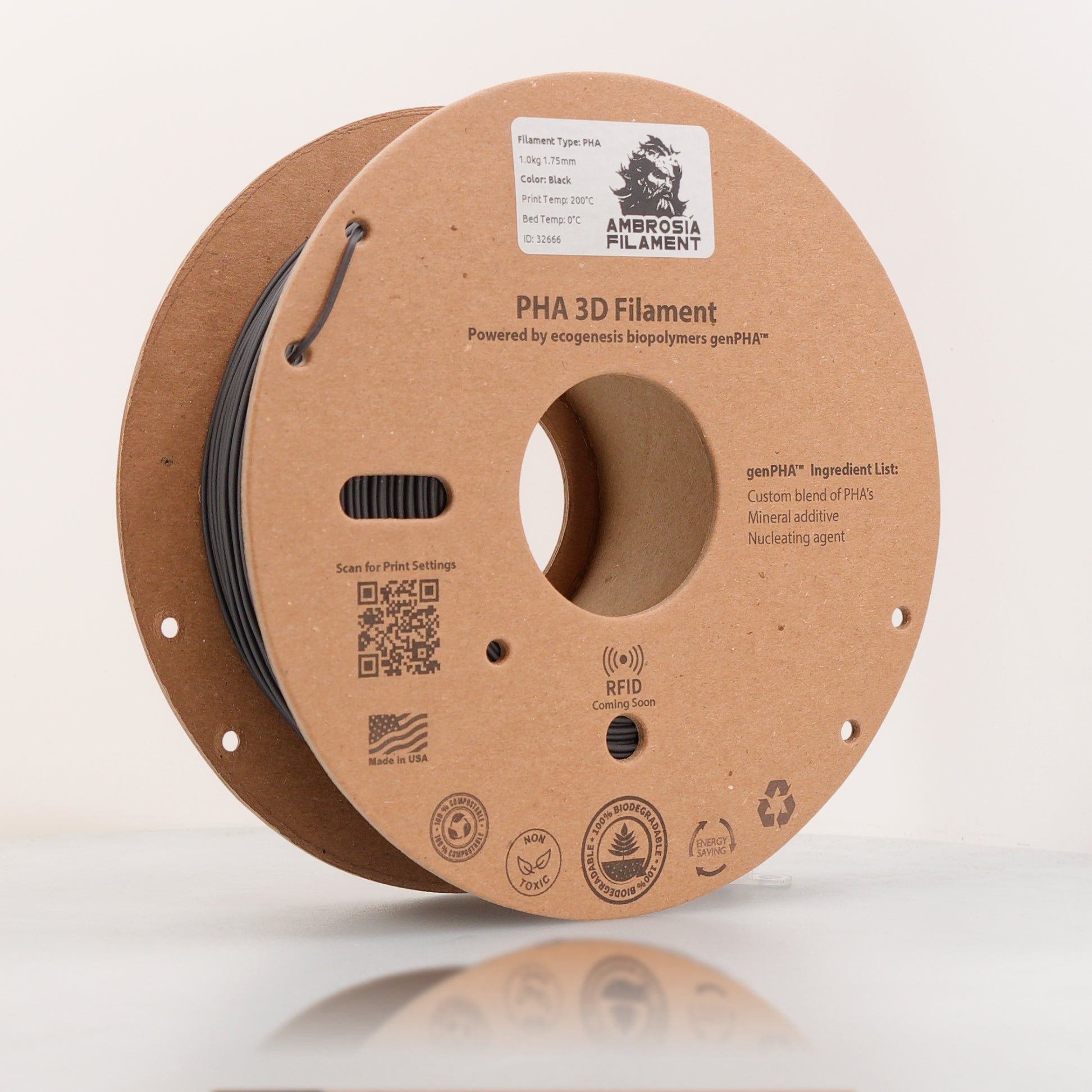 Ambrosia PHA Filament 1KG 1.75mm - Earth Friendly Filament for Everyone