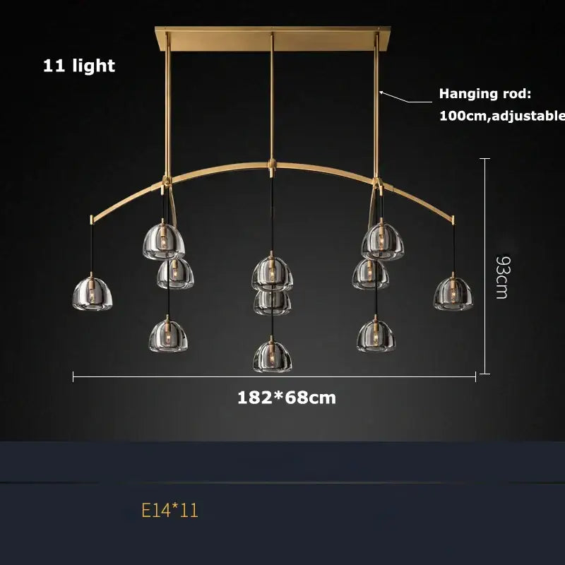 Copper Crystal Brass Chandelier