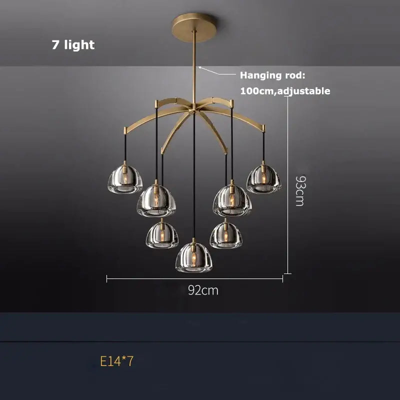 Copper Crystal Brass Chandelier