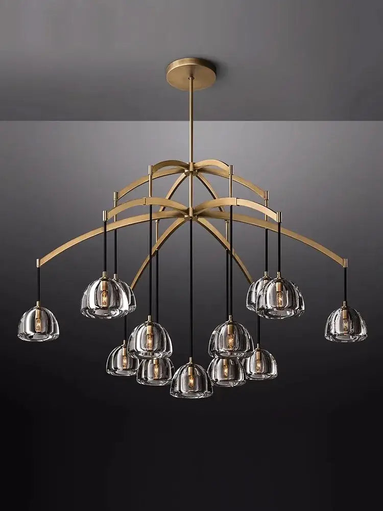 Copper Crystal Brass Chandelier
