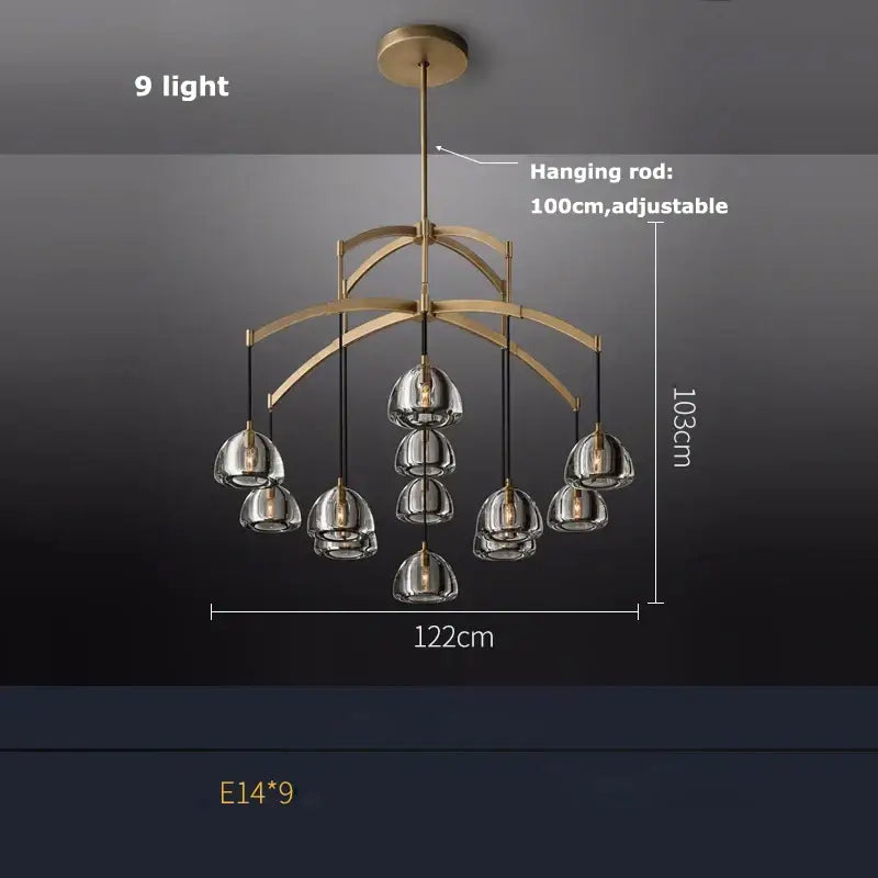 Copper Crystal Brass Chandelier