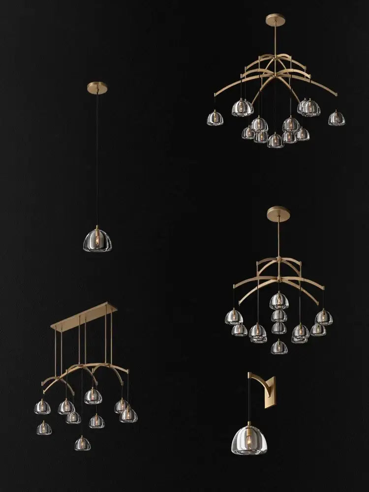 Copper Crystal Brass Chandelier