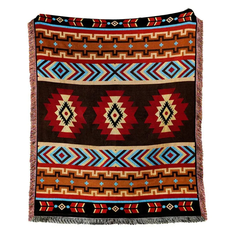 Plaid Tan Blue Throw