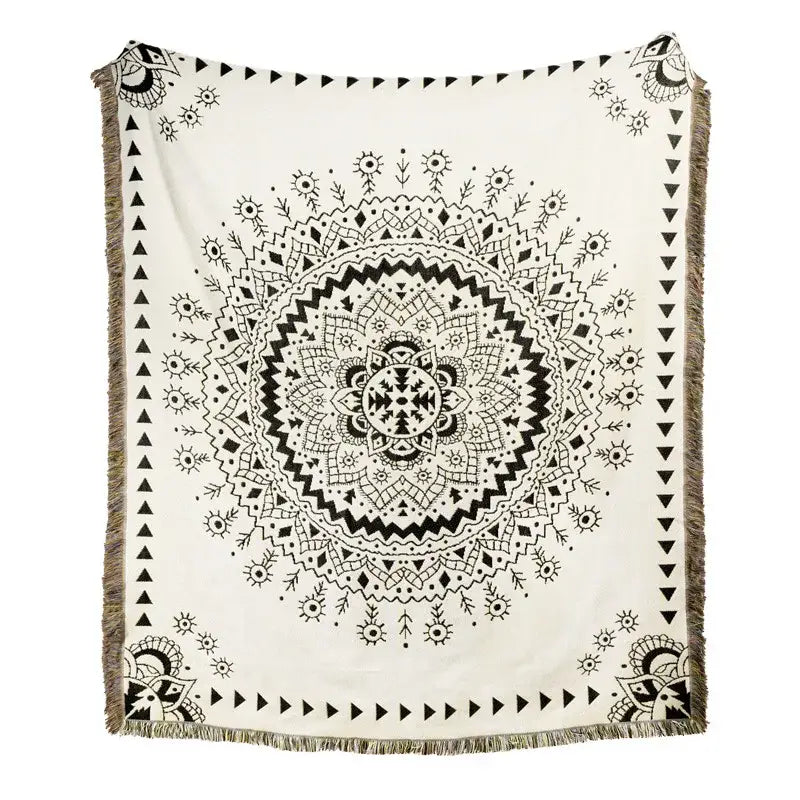 Plaid Tan Blue Throw
