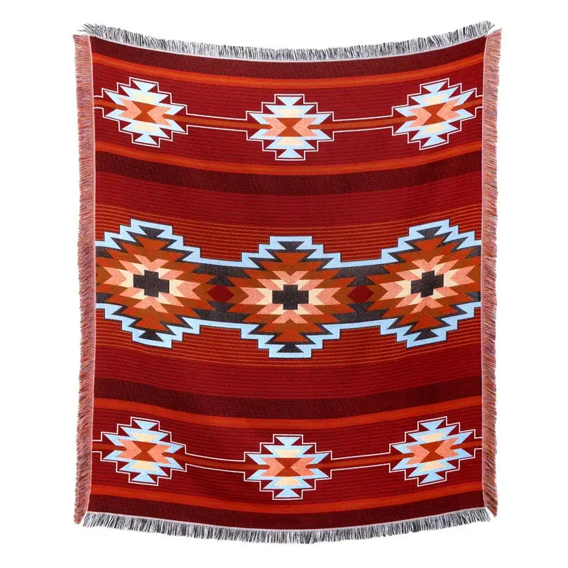 Plaid Tan Blue Throw