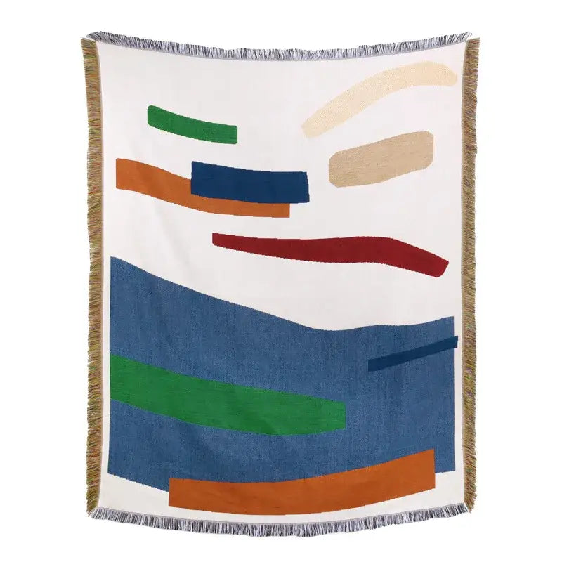 Plaid Tan Blue Throw
