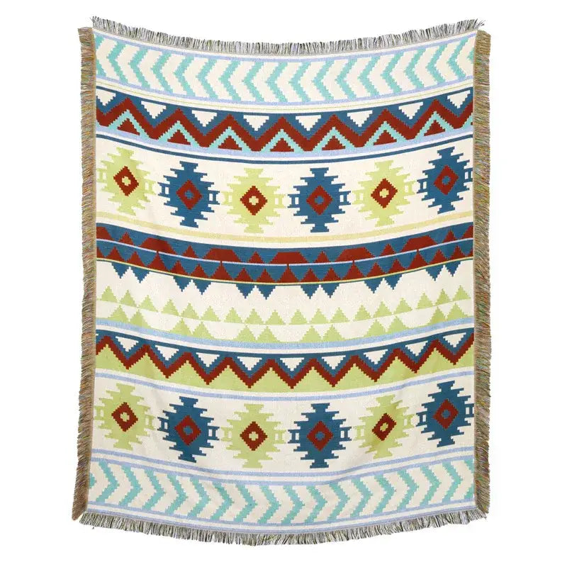 Plaid Tan Blue Throw