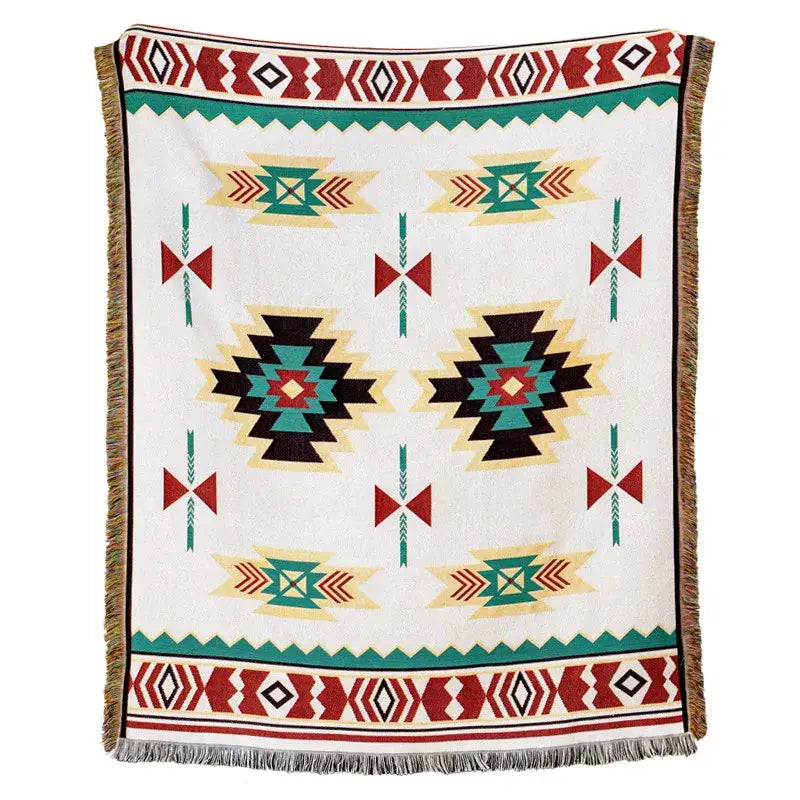 Plaid Tan Blue Throw