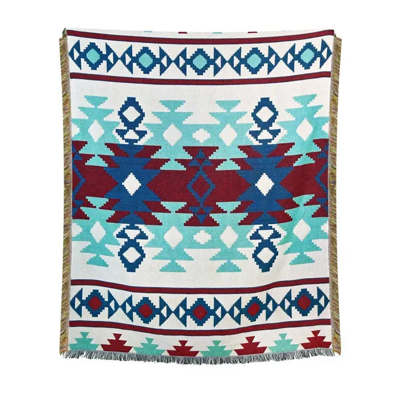 Plaid Tan Blue Throw