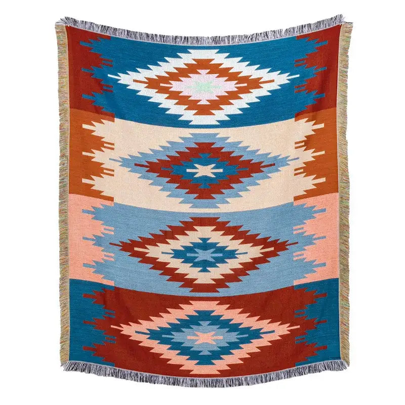 Plaid Tan Blue Throw