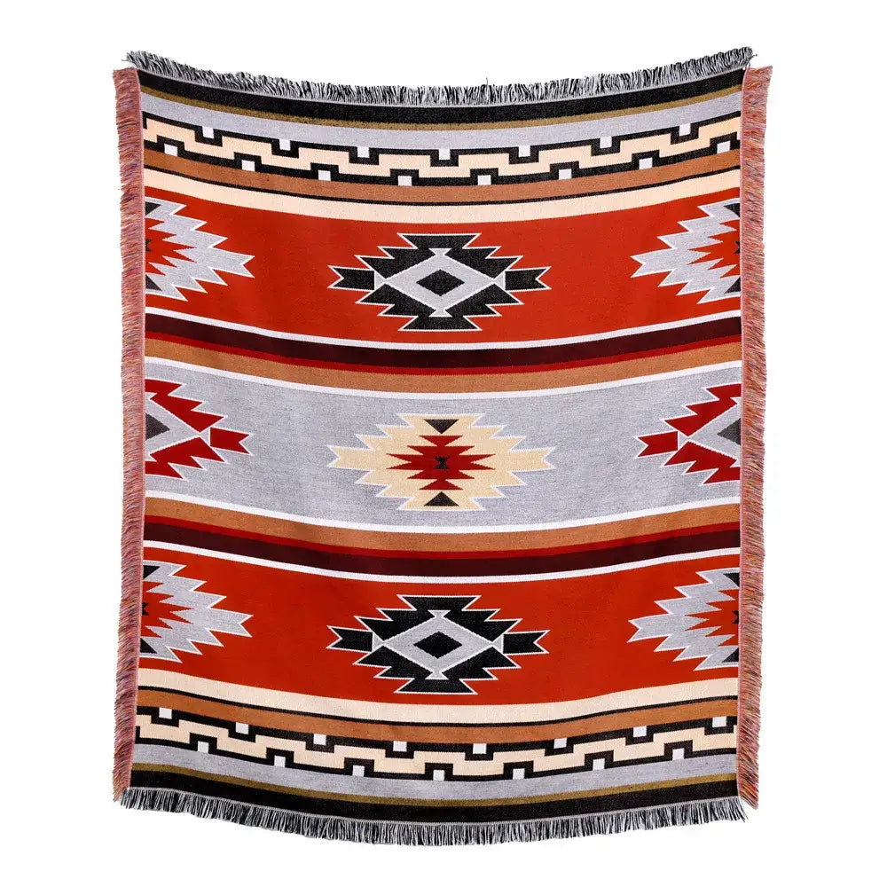 Plaid Tan Blue Throw