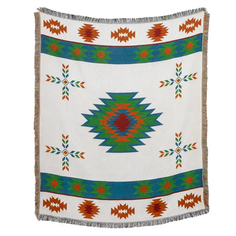 Plaid Tan Blue Throw