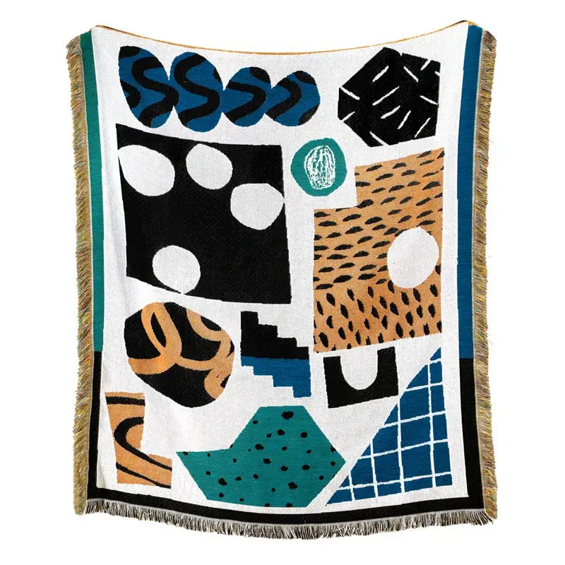 Plaid Tan Blue Throw