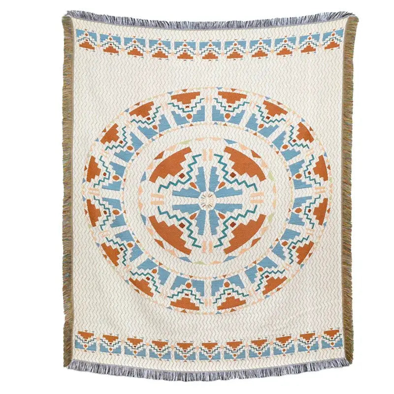 Plaid Tan Blue Throw