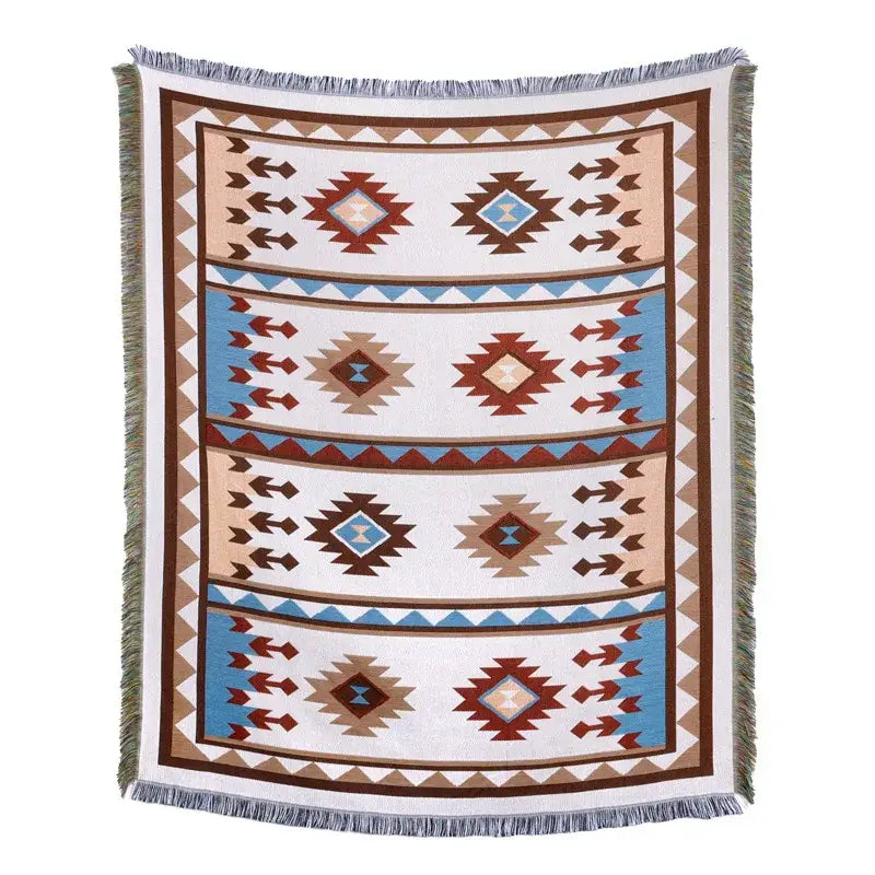 Plaid Tan Blue Throw