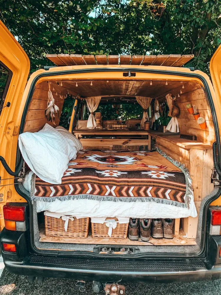 Plaid Tan Blue Throw
