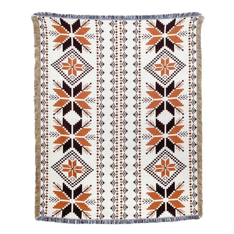 Plaid Tan Blue Throw