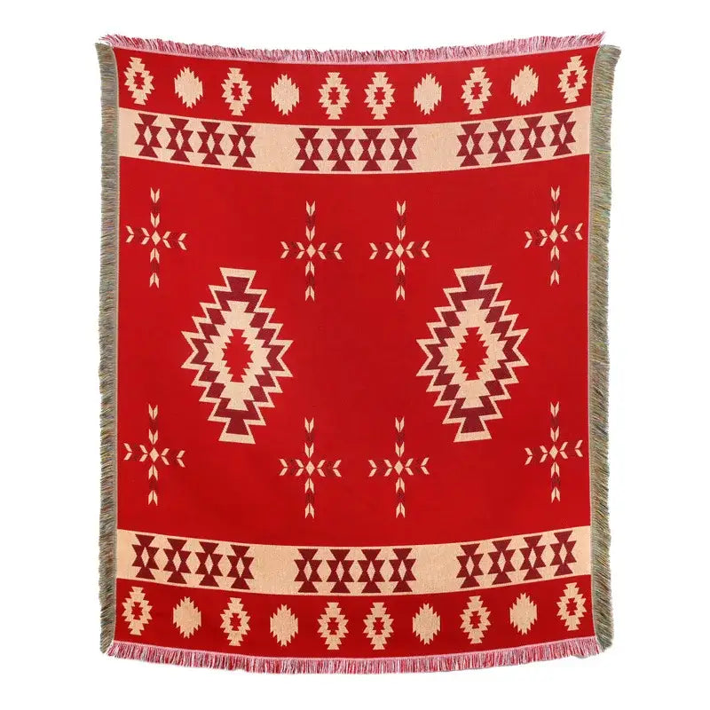 Plaid Tan Blue Throw