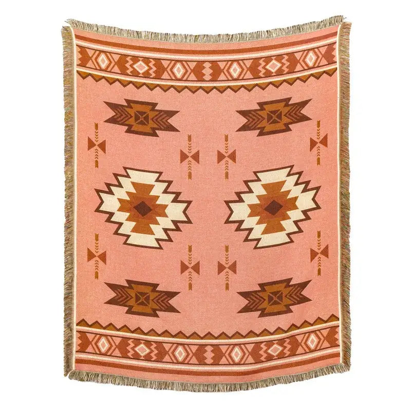 Plaid Tan Blue Throw