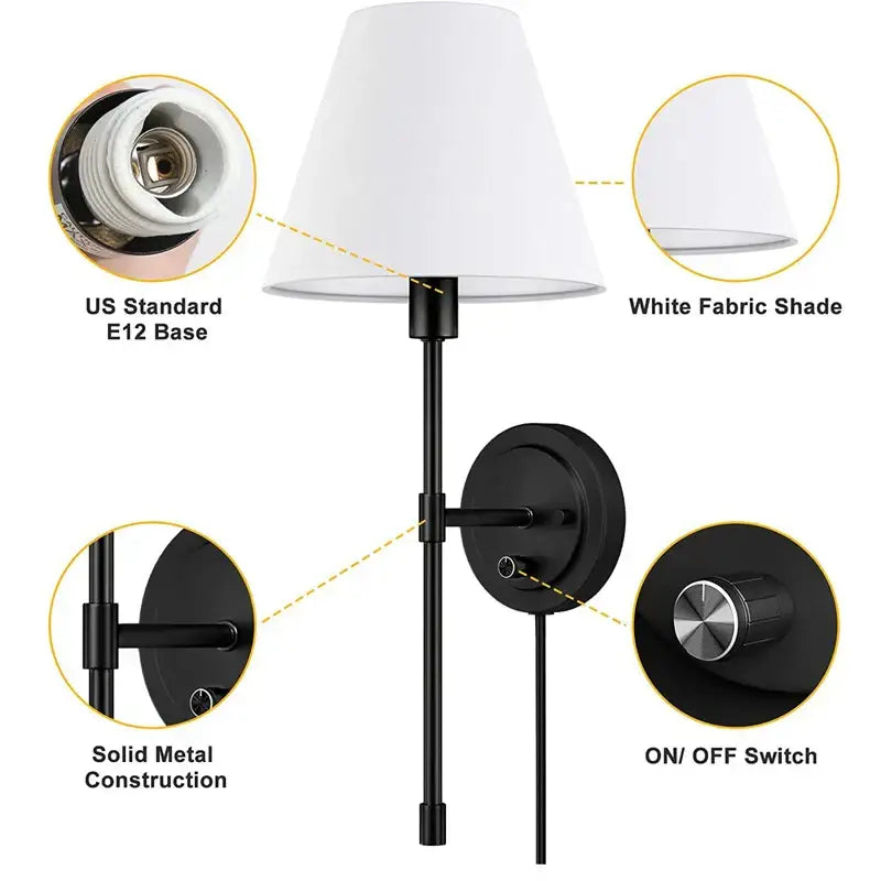 Black Adjustable Iron Reading Wall Lamp