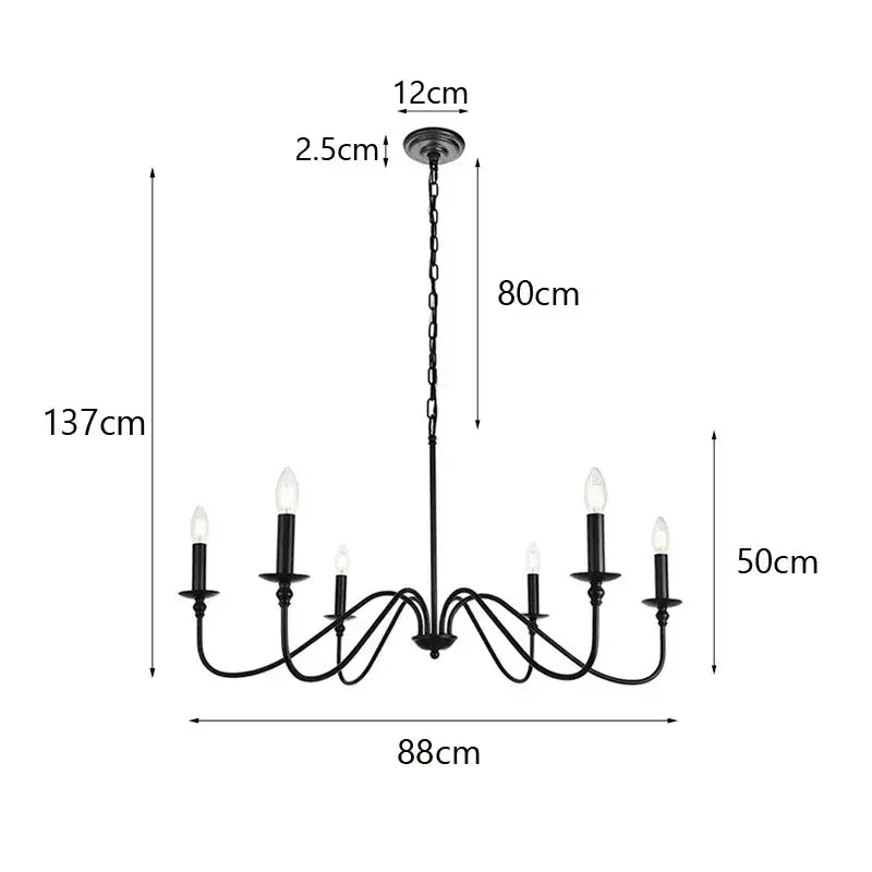 Black Iron Candle Chandelier