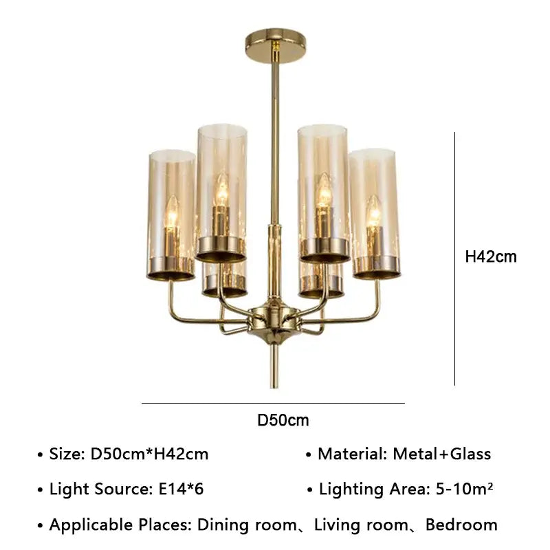 Gold Glass Pendant Chandelier