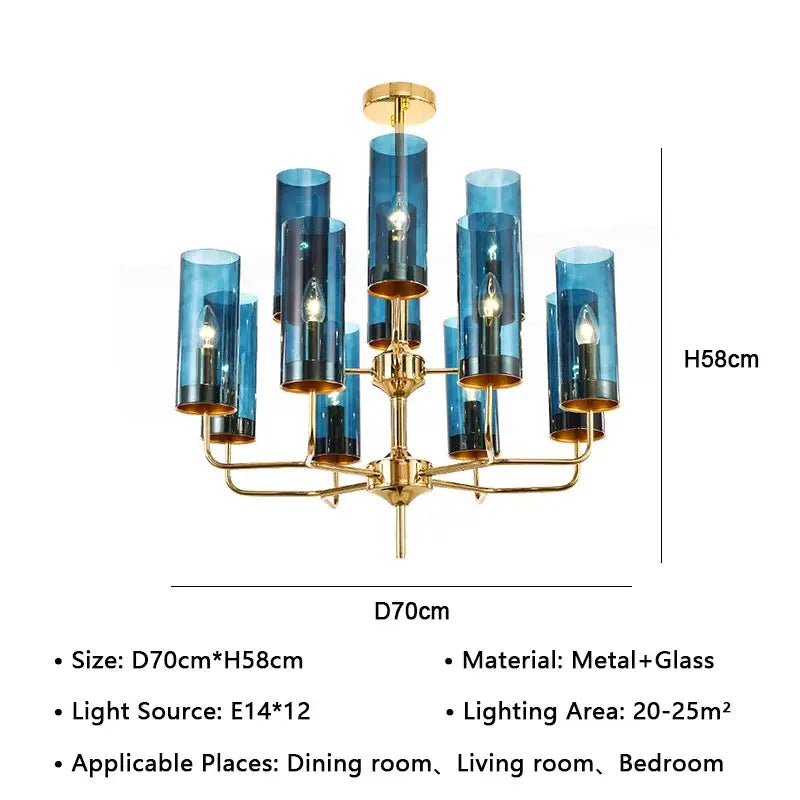 Gold Glass Pendant Chandelier