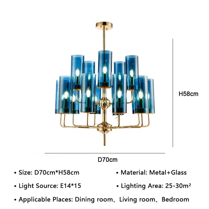 Gold Glass Pendant Chandelier