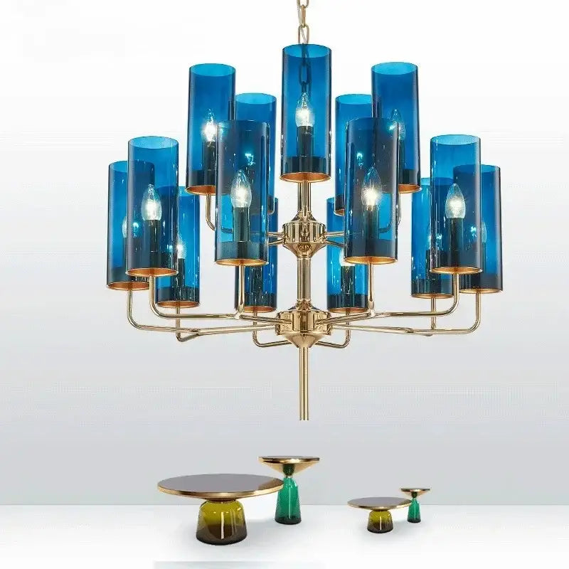 Gold Glass Pendant Chandelier