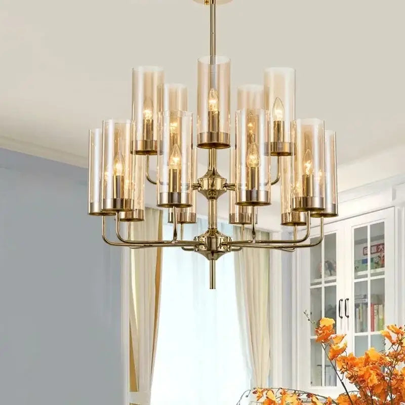 Gold Glass Pendant Chandelier