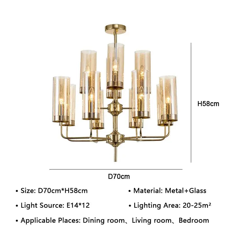 Gold Glass Pendant Chandelier