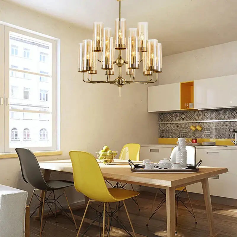 Gold Glass Pendant Chandelier