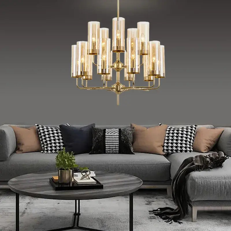 Gold Glass Pendant Chandelier