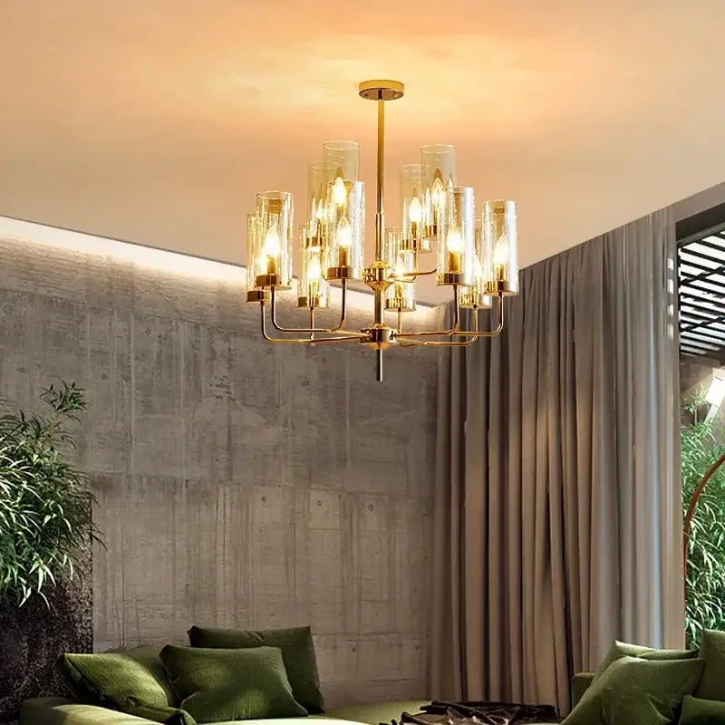 Gold Glass Pendant Chandelier
