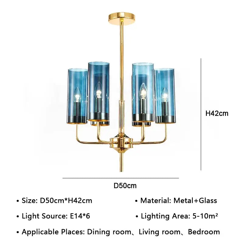 Gold Glass Pendant Chandelier