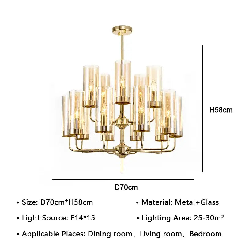 Gold Glass Pendant Chandelier