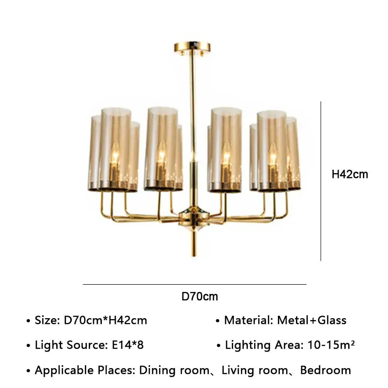 Gold Glass Pendant Chandelier