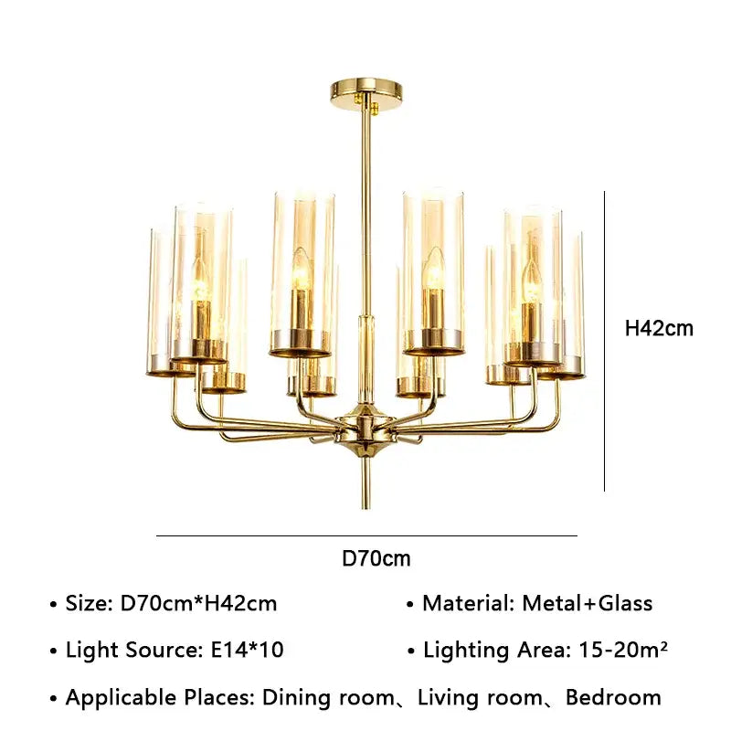Gold Glass Pendant Chandelier