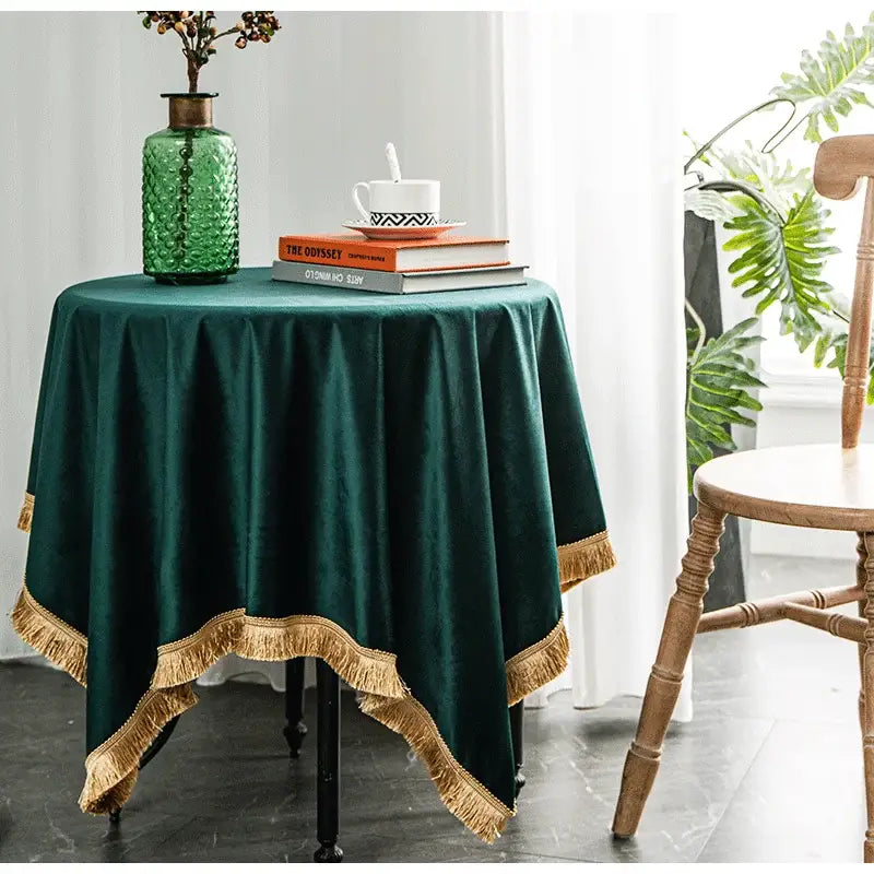Fringed Velvet Tablecloth
