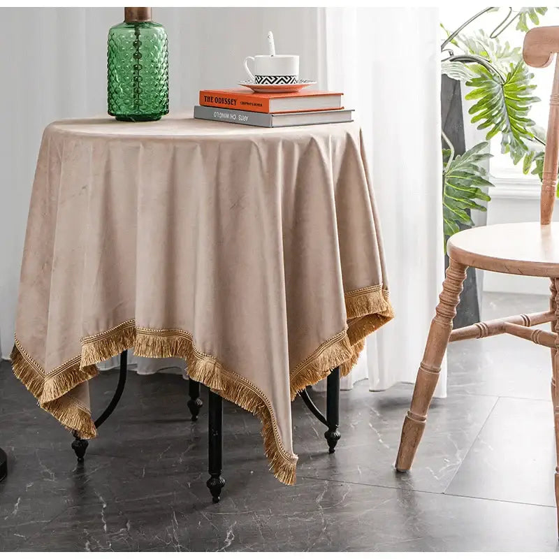 Fringed Velvet Tablecloth