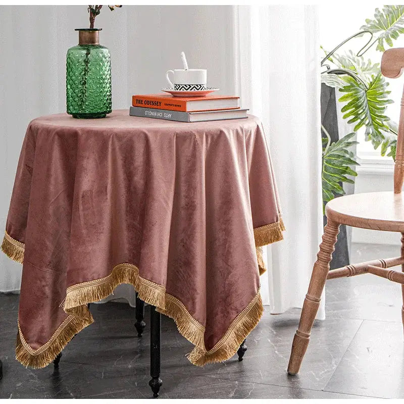 Fringed Velvet Tablecloth