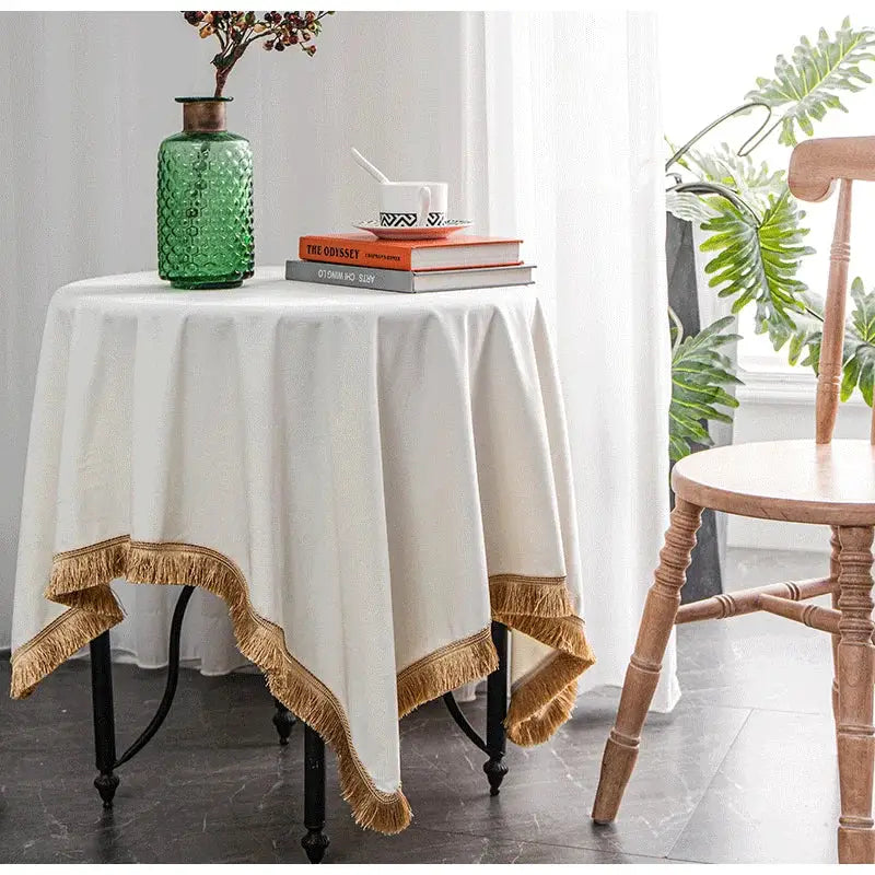 Fringed Velvet Tablecloth