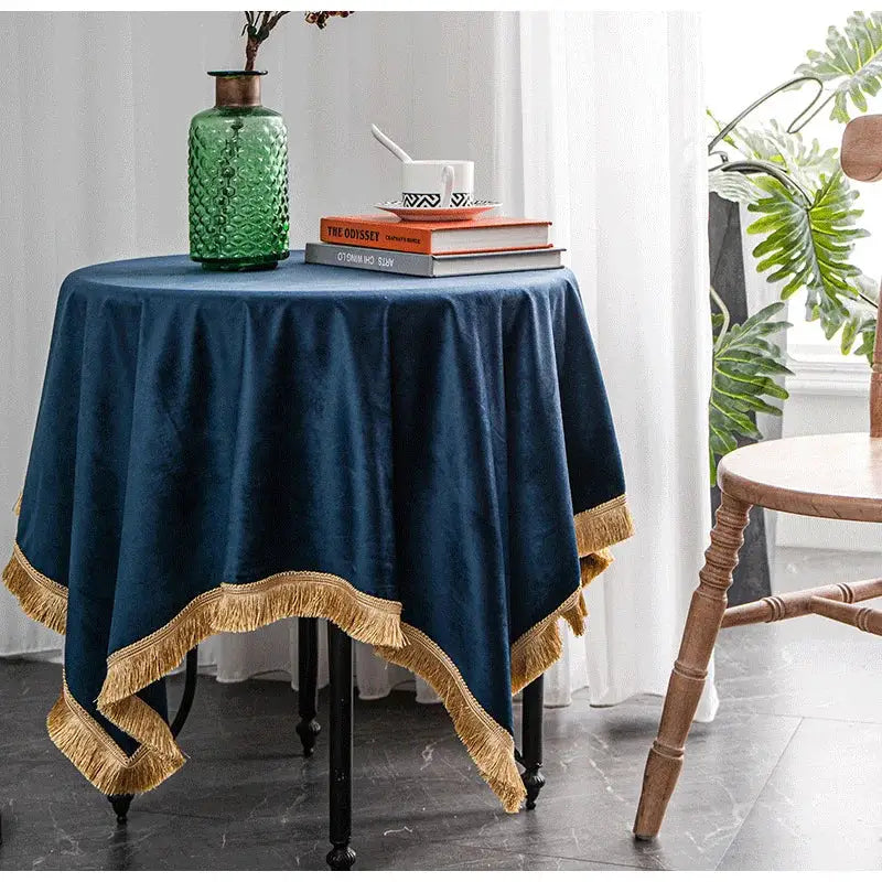 Fringed Velvet Tablecloth